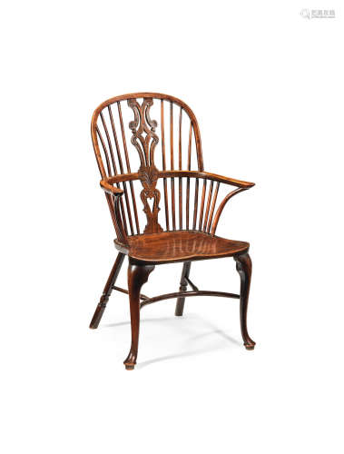 A George III yew-wood and mahogany high-back Windsor armchair, Thames Valley, circa 1780