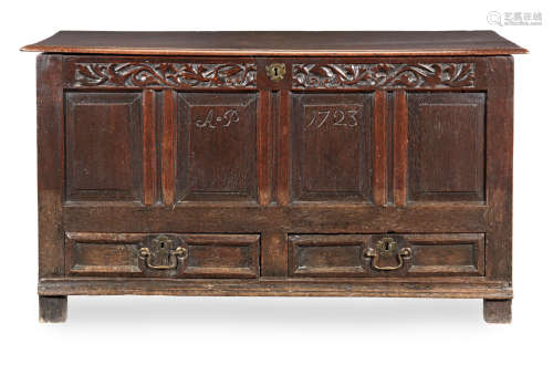A William & Mary joined oak chest with drawers, North Country, circa 1690