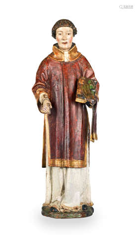 A late 18th/early 19th century polychrome-painted walnut sculpture, Franco-Flemish, possibly St Dominic