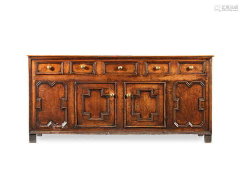 A William & Mary joined oak fully enclosed dresser base, circa 1690
