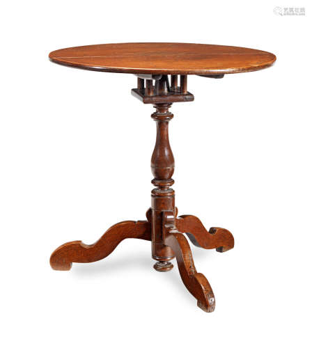 An early 18th century oak tripod occassional table, Welsh Borders