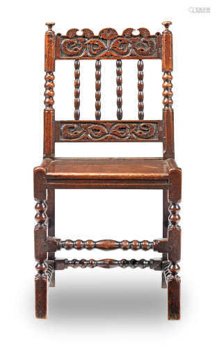 A Charles II joined oak spindle-back chair, Yorkshire, circa 1680