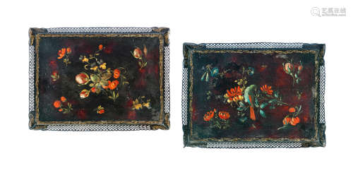 A pair of early George III japanned tin trays, probably Birmingham, circa 1765 - 1770