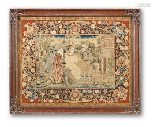 A 17th century large embroidered picture, possibly Franco-Scottish, dated 1606