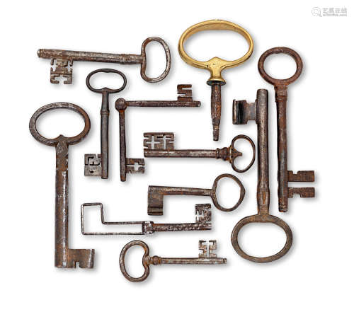 A collection of ten iron keys, 17th - 19th century