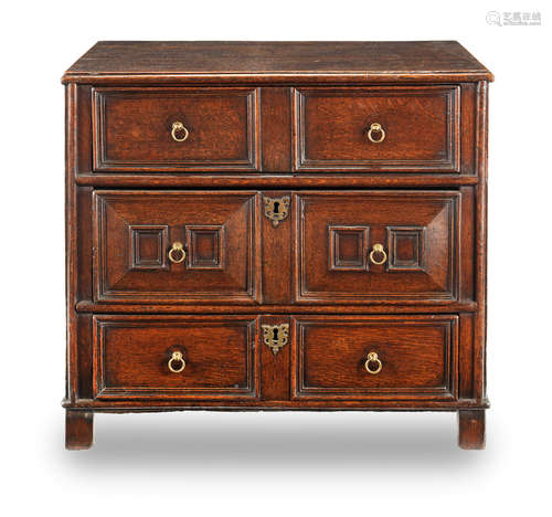 A small joined oak chest of drawers, English, circa 1680-1700