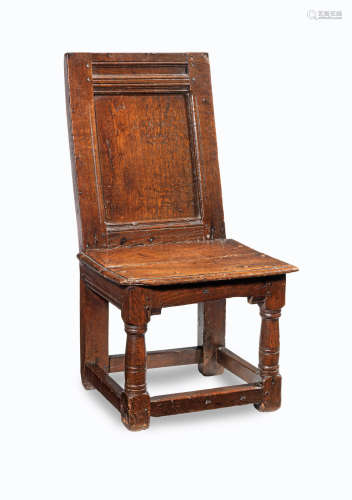 A Charles I small joined oak closed-back chair, circa 1640