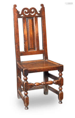 A William & Mary joined oak high-back side chair, circa 1690