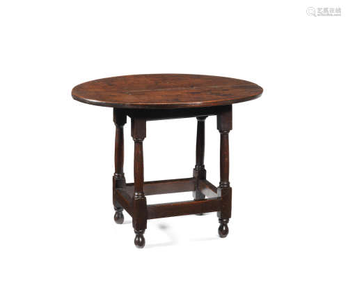 An early 18th century joined oak table-stool, English, circa 1700-20