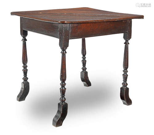 An unusual joined oak corner table, English, circa 1690-1710