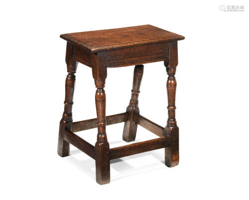An interesting Charles I oak joint stool, West Country, circa 1630