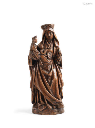 In the Gothic manner A carved oak sculpture of St Anne, Flemish
