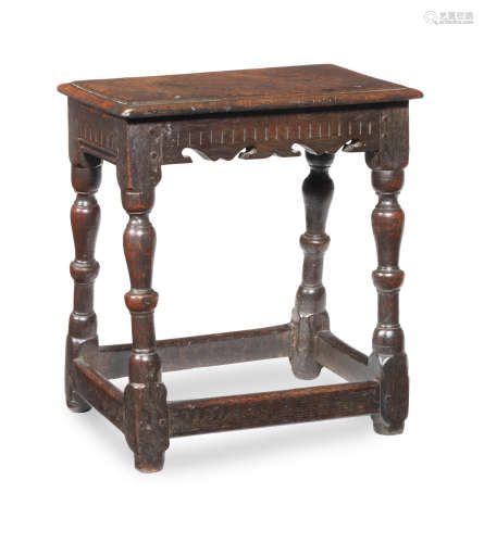 A Charles II oak joint stool, circa 1640