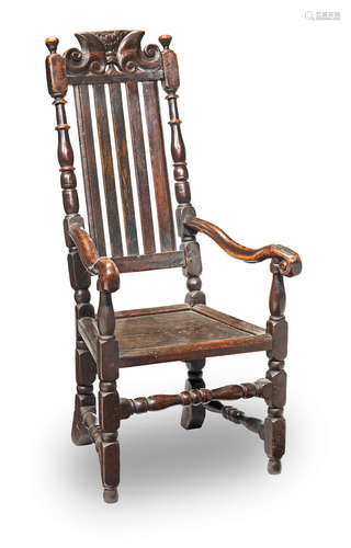 A William & Mary joined ash child's slat-back open armchair, circa 1690