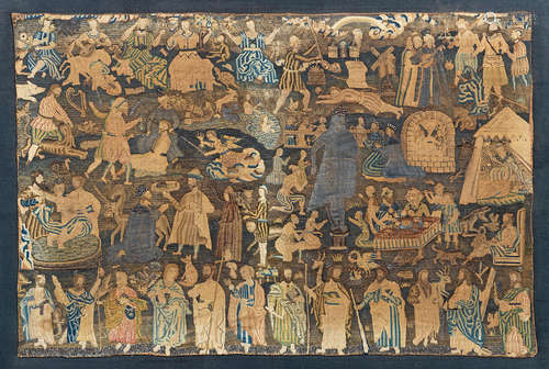 An interesting mid-17th century embroidered biblical picture, English, circa 1660