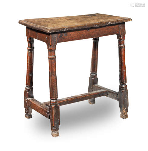 A late 17th century joined oak table-stool, English, circa 1680-1700