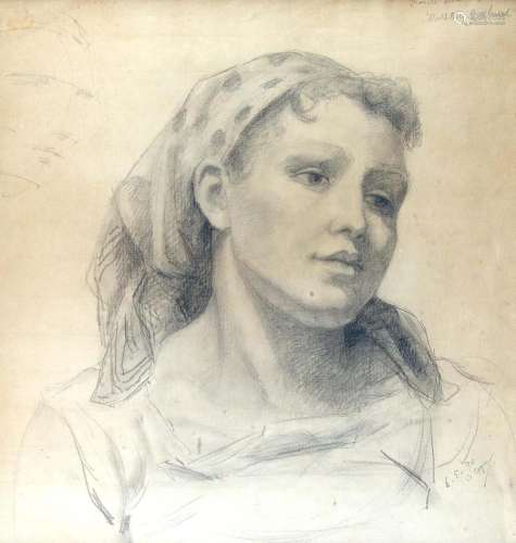 ANNA DE WEERT (1867-1950) Jeune femme à la capuche