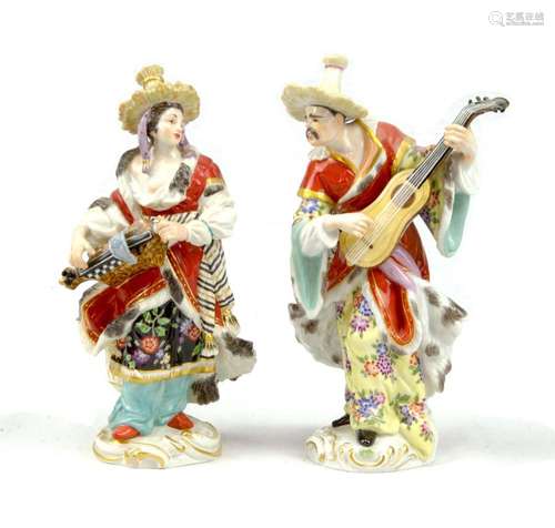 PORCELAINE DE MEISSEN, 19ème SIECLE Couple de musiciens mexicains