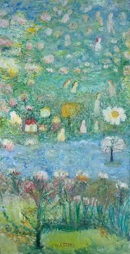 EMMA STERN (Saint Wendel 1878-1970 Paris) Paysage aux fleurs et personnages, ca.1960