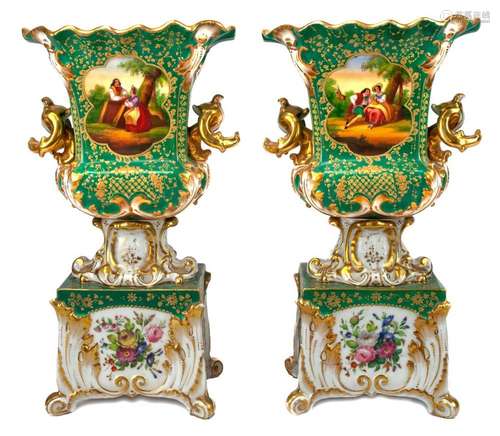 JACOB MARDOCHEE dit PETIT (1796-1865), ATTRIBUE Paire de vases de style néo-rococo