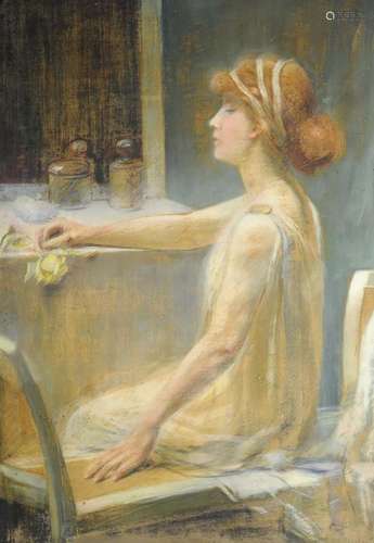 ECOLE FRANCAISE, BELLE-EPOQUE Jeune femme à sa toilette