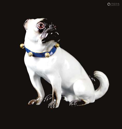 PORCELAINE DE MEISSEN, 18ème siècle Chien bouledogue