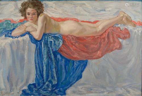 RENE LOUIS MARIE CHOPRIX (1888-1972) Nu aux draperies