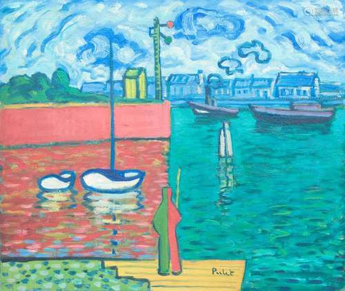 OCTAVE PIRLET (1914-1979) Bateaux au port