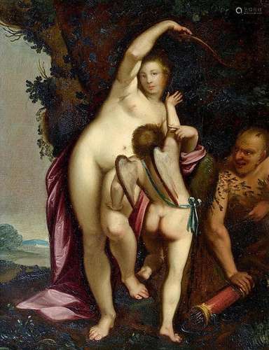 BARTOLOMEUS SPRANGER (1546-1611), ATTRIBUE Vénus, Cupidon et Pan