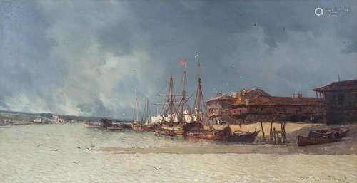 JEAN-BAPTISTE HENRI DURAND-BRAGER (1814-1879) Vue du Bosphore, 1877