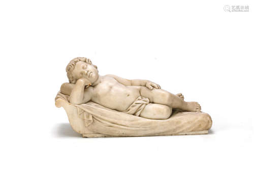 in the manner of François Duquesnoy (Flemish, 1597-1643), probably French or Italian A late 18th / early 19th century carved marble model of a sleeping putto