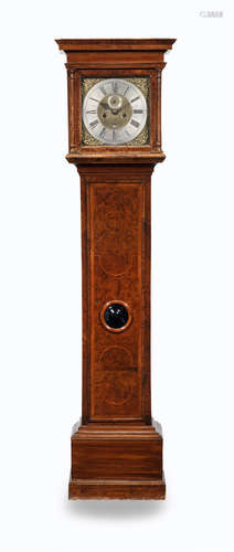 parts 17th century, the dial signed Samuel Stretch, Birmingham  A burr-walnut veneered longcase clock