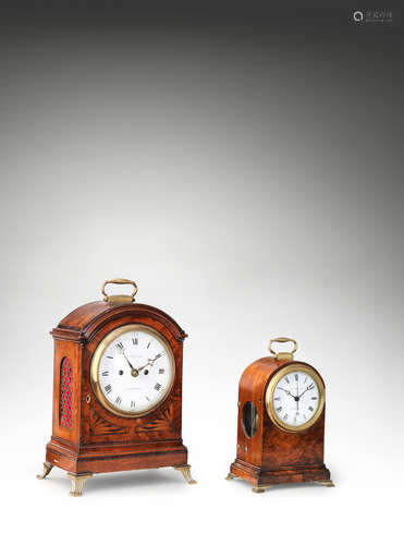 signed W. Tarlton, Liverpool  A rare late 18th century kingwood-banded satinwood table clock