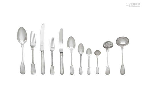 the majority by George Adams, London 1862 - 1863, with modern knives  (110) A Fiddle & Thread pattern silver flatware service