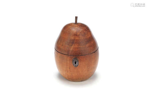 probably Dutch or German A first half 19th century Continental turned fruitwood pear tea caddy