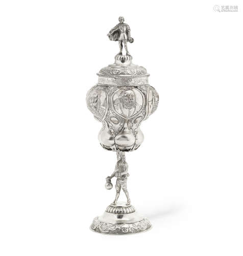 probably Hanau, simulating Stuttgart marks  A 19th century German silver cup and cover