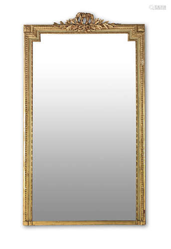 in the Louis XVI style A very large French 19th century painted, parcel gilt and gilt composition mirror