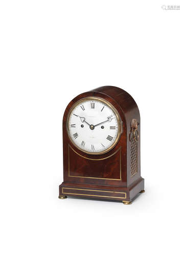 signed Perigal, London  An early 19th century brass-inlaid mahogany table clock