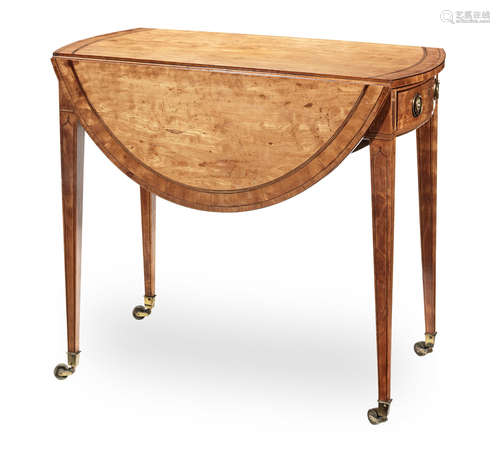 A late George III satinwood, tulipwood crossbanded and purplewood Pembroke table