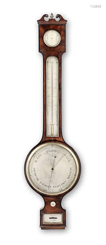 Adams, Fleet St, London A good George III mahogany and ebony strung wheel barometer