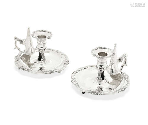 maker's mark 'IC', London 1811  (2) A pair of George III silver chambersticks