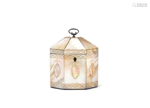 possibly Anglo-Colonial An early 19th century mother of pearl tea caddy