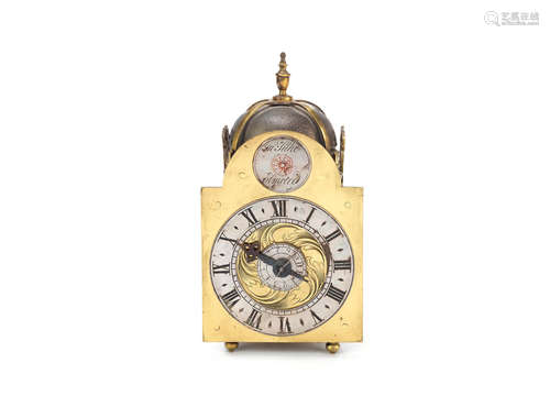 signed John Silk, Elmsted  A third quarter of the 18th century miniature brass lantern alarm timepiece