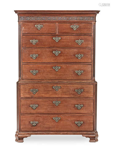 A late George II mahogany chest on chest