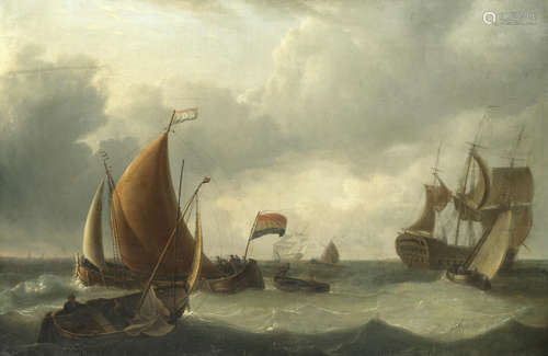 Dutch shipping scene  Manner of Charles Martin Powell