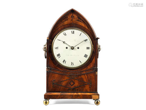 the dial signed Desbois & Wheeler, Grays Inn Passage, the movement by Handley & Moore, number 2906 2 An early 19th century brass inlaid mahogany bracket clock with wall bracket