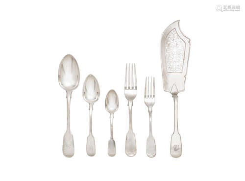 various dates and makers  (Qty) A collection of Fiddle pattern silver flatware