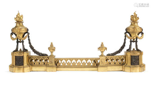 A late 19th century French gilt bronze fender