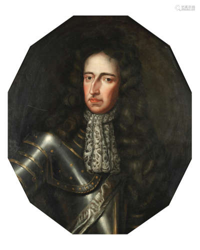 Portrait of William III, bust-length, in armour Manner of Sir Godfrey Kneller19th Century