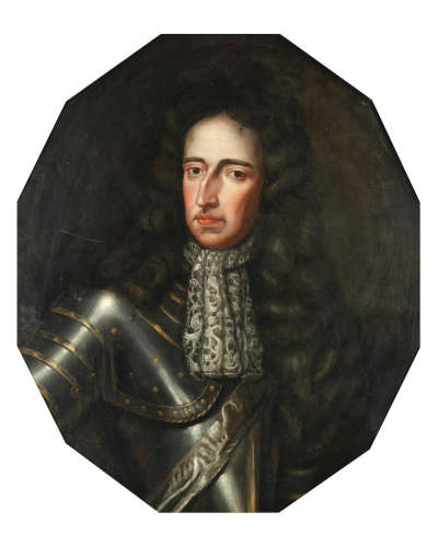 Portrait of William III, bust-length, in armour Manner of Sir Godfrey Kneller19th Century
